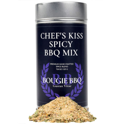 Chef's Kiss Spicy BBQ Mix | Gourmet Seasoning, Artisanal Spice Blend | All Natural, Non GMO | Hand Crafted in Small Batches in USA | No MSG or Artificial Ingredients | GLP-1 Friendly | Sustainably Sourced, Ultra Premium Seasoning | Bougie BBQ | Gustus Vit