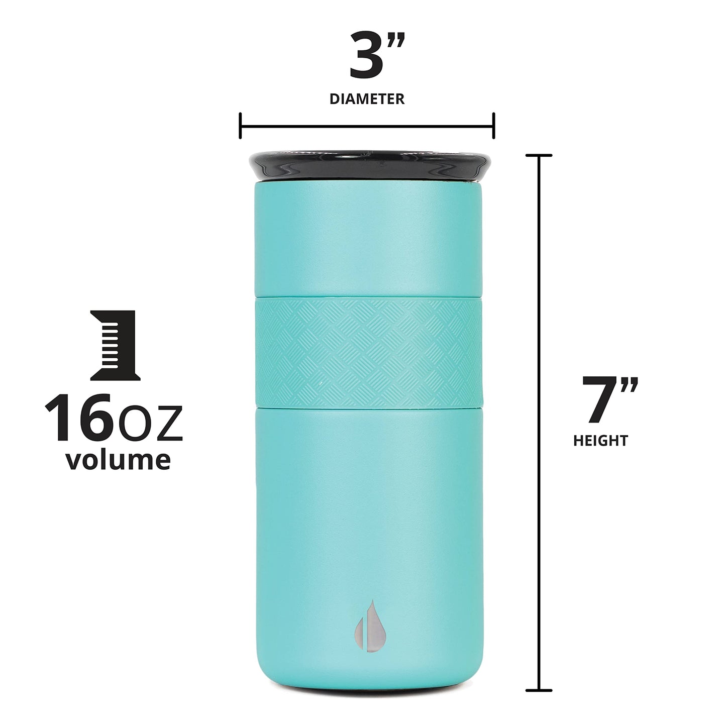 Elemental Artisan Insulated Tumbler, Triple Wall Coffee Travel Mug, Reusable Stainless Steel Coffee Tumbler with Ceramic Lid, Thermal Coffee Cups for Hot (6 Hrs) & Cold (18 Hrs), 16oz - Robin's Egg