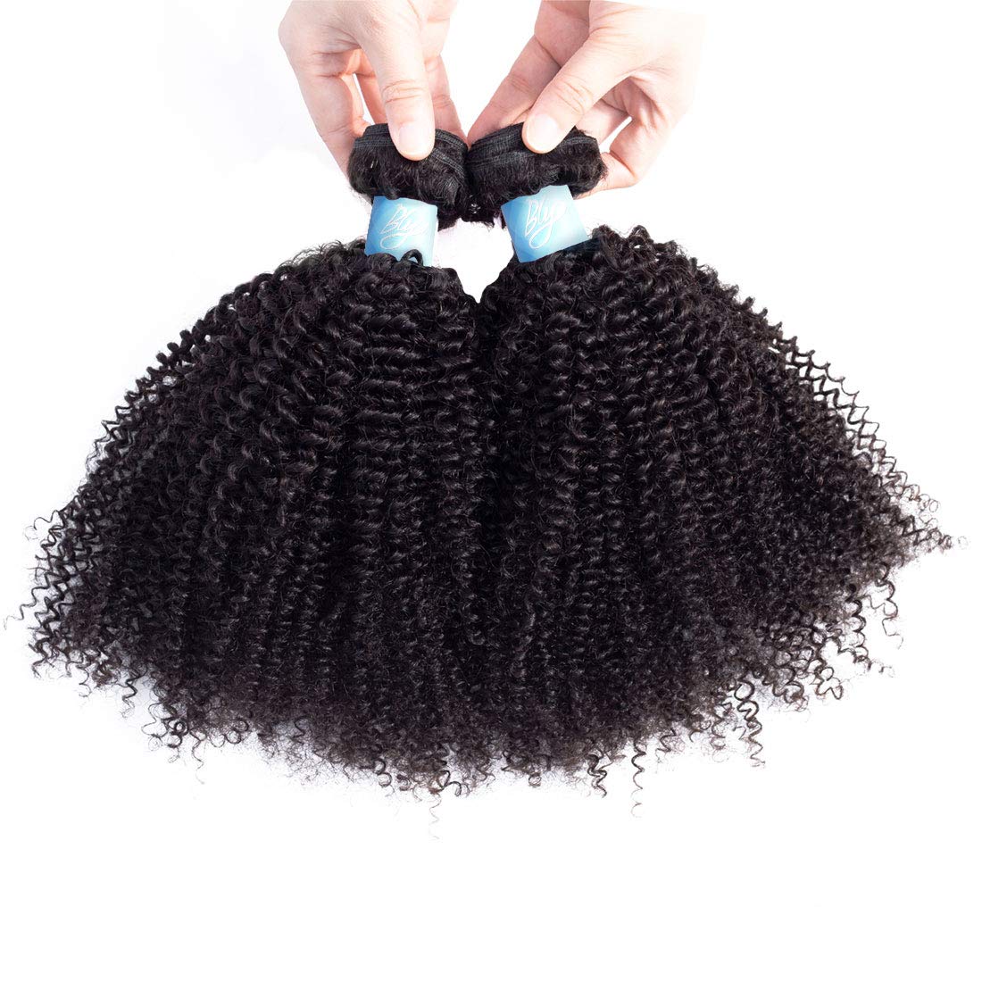 BLY 7A Mongolian Afro Kinky Curly Boho Human Braiding Hair - 3 Bundles, 18/20/22 Inch Unprocessed Weft Big Hair for African American Women - Natural Color