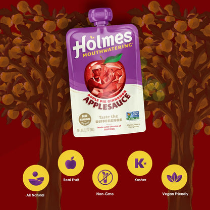 Applesauce Squeeze Pouch, Organic Cinnamon Applesauce Pouches with Real Chunks of Fruit, No Artificial Flavors Fruit Snack (Apple Pie Cinnamon, 12 Pack of 3.2 oz)