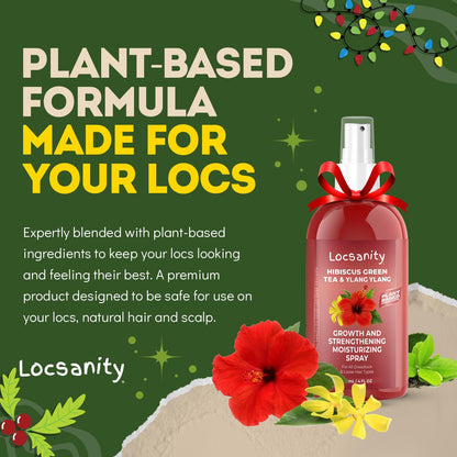 Locsanity Hibiscus Green Tea Hair Growth Spray for Dreadlocks and Loose Hairstyles Hair Care Treatment – Trial Size Loc Moisturizer for Thicker, Fuller, Longer Hair (4oz)