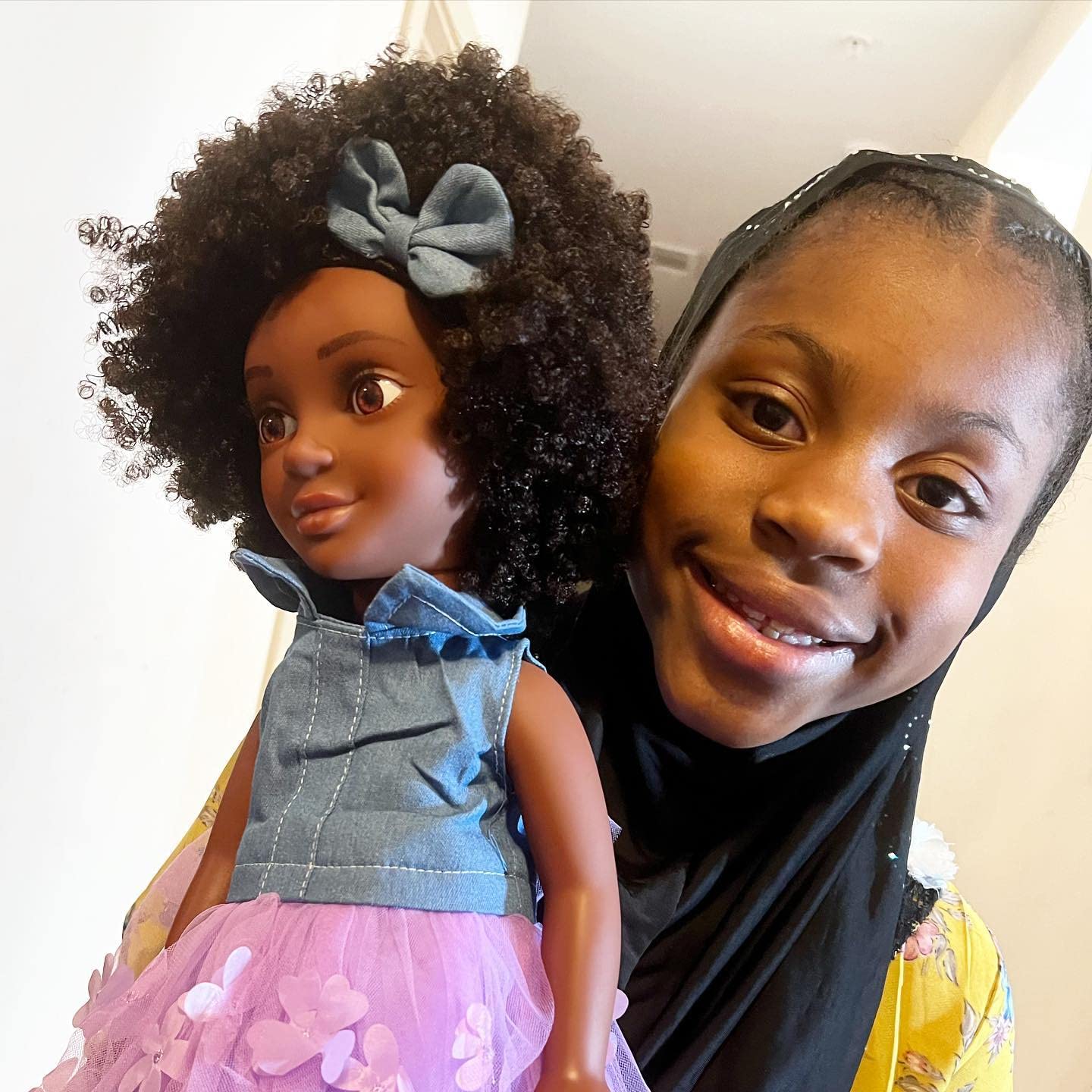 Beautiful Curly Me Bella 18 inch Natural Curly Hair Black Doll, Medium Brown Skin Tone, African American Doll with Curls and Includes Book of Affirmations