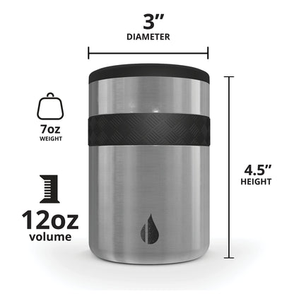 Elemental Insulated Can Cooler, Triple Wall Stainless Steel Can Cooler Insulator - Drink Cooler Cup for 12oz Regular Beer, Soda, Sparkling Water - Brushed Steel