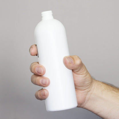 Artanis Home Silkscreened Empty Shampoo Bottle, Cosmo/Bullet 16 oz, White (Black Pump)