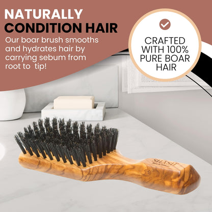 Since 1869 Hand Made in Germany - Robust Craftsman 100% Boar Bristle Hair Brush for Men, Suitable For Thin To Normal Hair, Firm, Naturally Conditions Hair, Improves Texture and Stimulates the Scalp