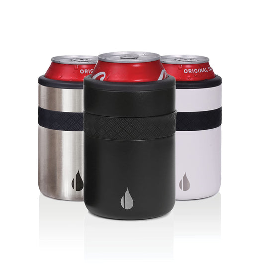 Elemental Insulated Can Cooler, Triple Wall Stainless Steel Can Cooler Insulator - Drink Cooler Cup for 12oz Regular Beer, Soda, Sparkling Water - Black