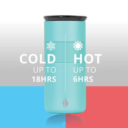 Elemental Artisan Insulated Tumbler, Triple Wall Coffee Travel Mug, Reusable Stainless Steel Coffee Tumbler with Ceramic Lid, Thermal Coffee Cups for Hot (6 Hrs) & Cold (18 Hrs), 16oz - Robin's Egg