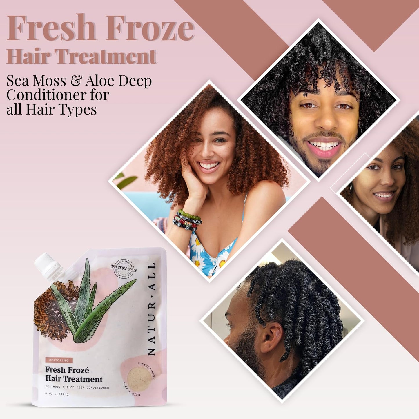 NaturAll Deep Conditioning Mask for Men & Women - 4 Oz Hydrating Ice Cream Treatment for Dry, Damaged Hair Growth & All Hair Types (Sea Moss & Aloe Jelly)