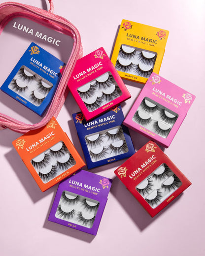 LUNA MAGIC Bella Faux Mink Wispy Lashes, Reusable, 3 Pack