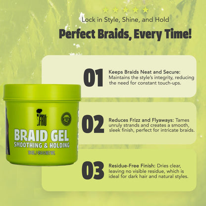 Pardon My Fro Braiding Gel - Smoothing & Holding Hair Gel for Braids - 16 oz