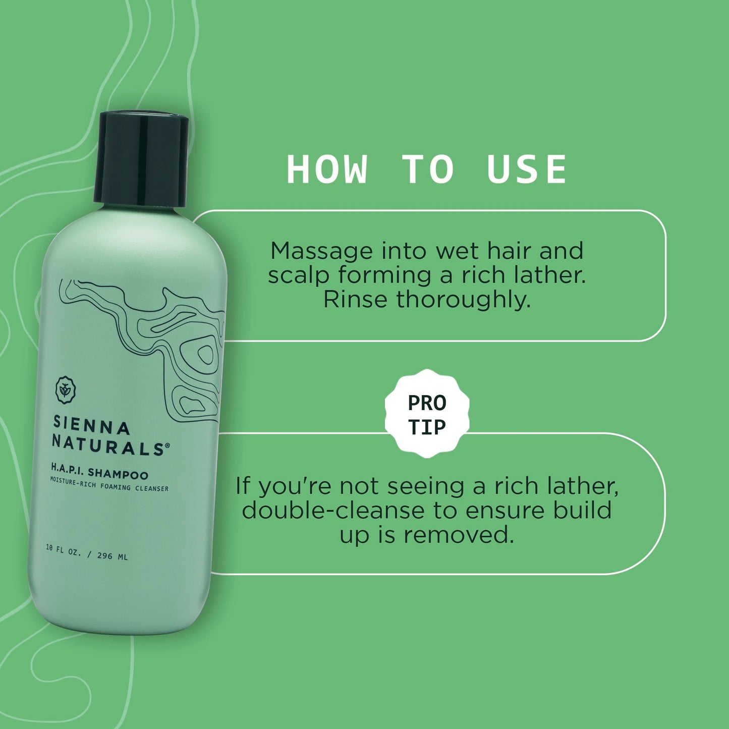 Sienna Naturals - H.A.P.I. Shampoo – Anti Frizz - Sulfate-Free, Scalp-Nourishing & Hydrating Cleanser – Gently Removes Buildup Without Stripping – pH-Balanced, Vegan & Clean Formula - 11oz