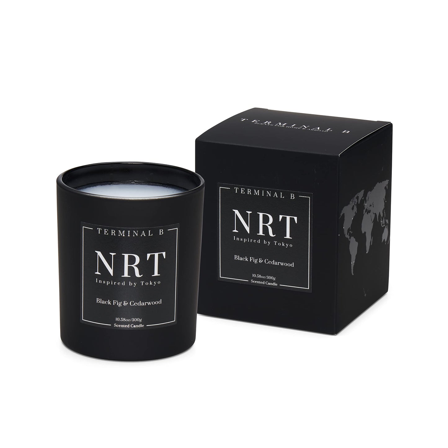 TERMINAL B Luxury Scented Candle, NRT - Tokyo: Black Fig & Cedarwood, Travel Inspired Airport Coded Candle, 10.58 oz, 60 Hour Burn Time, Made in Los Angeles