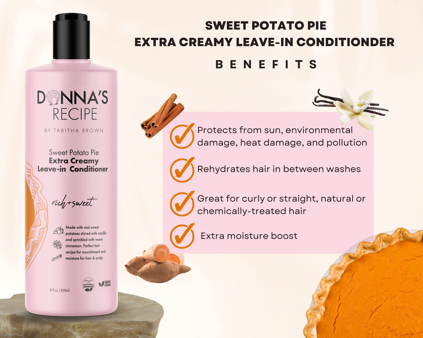 Donna's Recipe by Tabitha Brown Leave-in Conditioner (LOC System) Sweet Potato Pie Extra Creamy