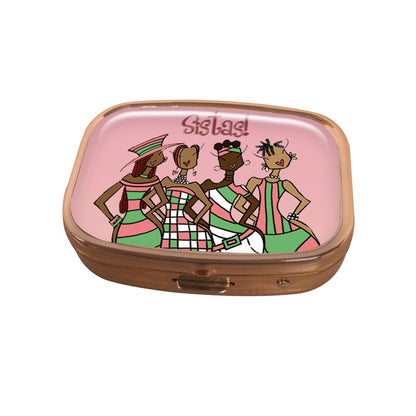 Shades of Color Pill Box Case, Sistas, 2.23 x 1.77 inches, Pink (PBC125)