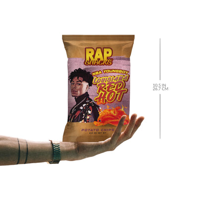 Rap Snacks YoungBoy Never Broke Again Louisiana Red Hot Potato Chips 2.5 Oz Bags - Pack of 6