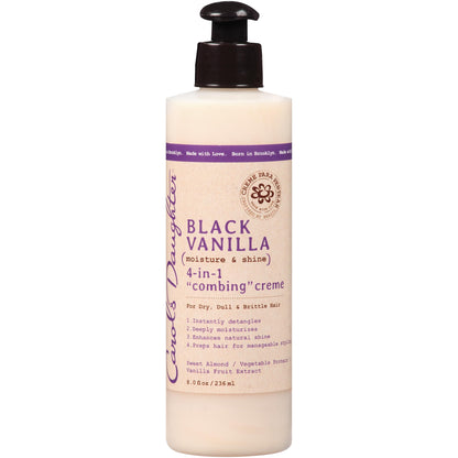 Carol's Daughter Black Vanilla 4-in-1 Combing Creme, Hair Cream For Curly, Wavy or Natural Hair, Hair Detangler for Dry, Dull or Brittle Hair, 8 Fl Oz