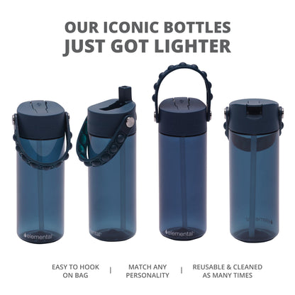 Elemental Leak Proof Water Bottles for Kids - Splash Kids Water Bottle for School with Pop-it Handle - BPA Free Tritan Plastic Reusable Water Bottle with Straw - Navy Blue - 18oz