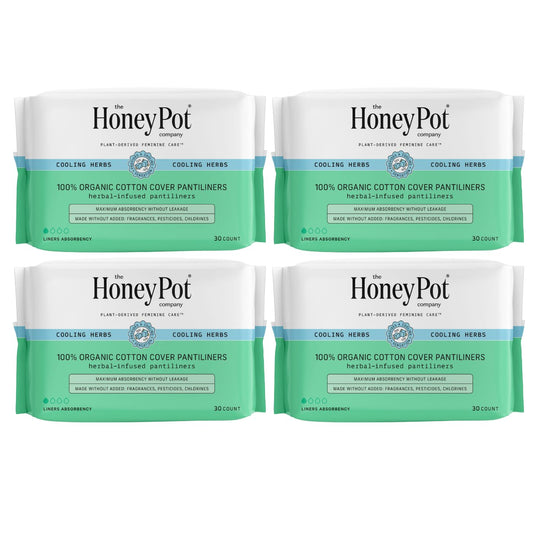 The Honey Pot Company - 120 ct - Herbal Panty Liners for Women - Everyday Liners - Infused w/Essential Oils for Cooling Effect & Organic Cotton Cover - Feminine Care - FSA & HSA Eligible