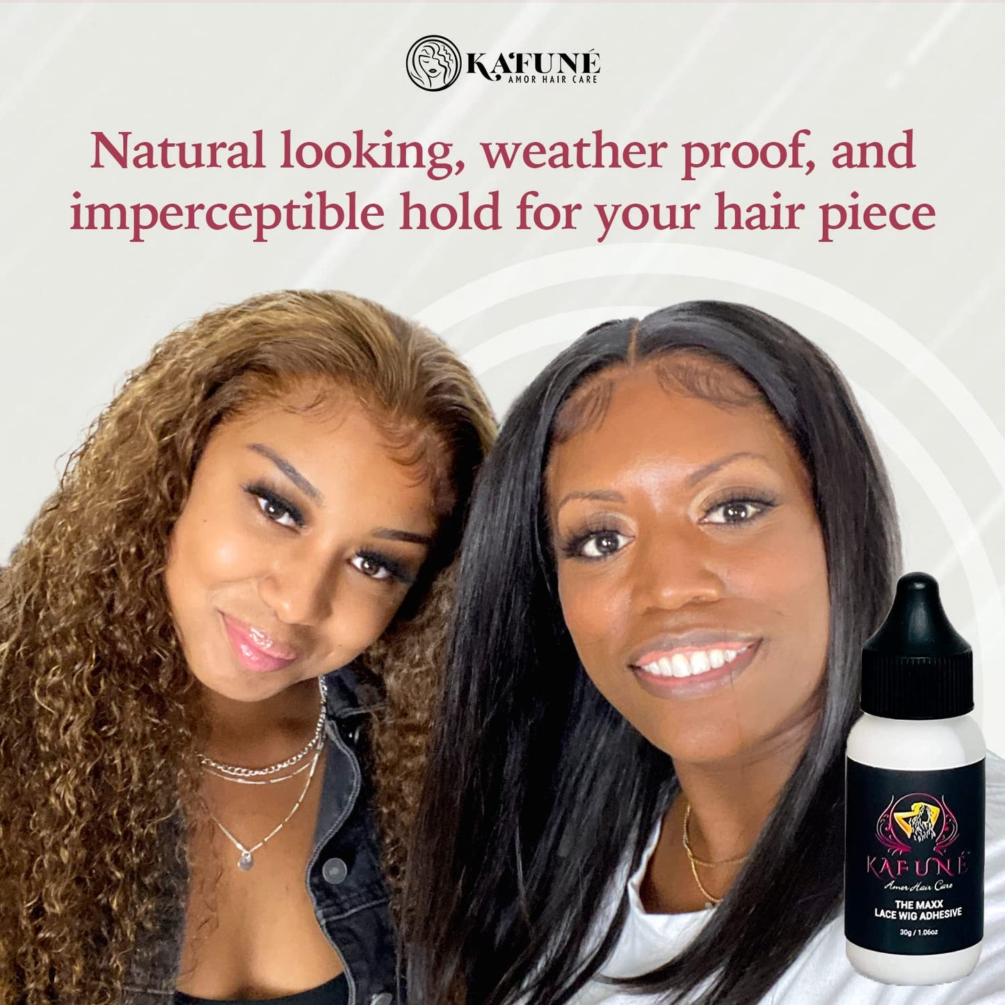 Kafune Amor Hair Care MAXX Lace Wig Adhesive – Wig Glue Size 1.06 OZ Waterproof Hold for Your Lace Wig or Toupee – Quick Drying – MAXX Hold Up to 4 Weeks – NO Flaky Residue – Best for Sensitive Skin