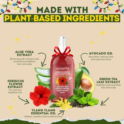Locsanity Hibiscus Green Tea Hair Growth Spray for Dreadlocks and Loose Hairstyles Hair Care Treatment – Trial Size Loc Moisturizer for Thicker, Fuller, Longer Hair (4oz)