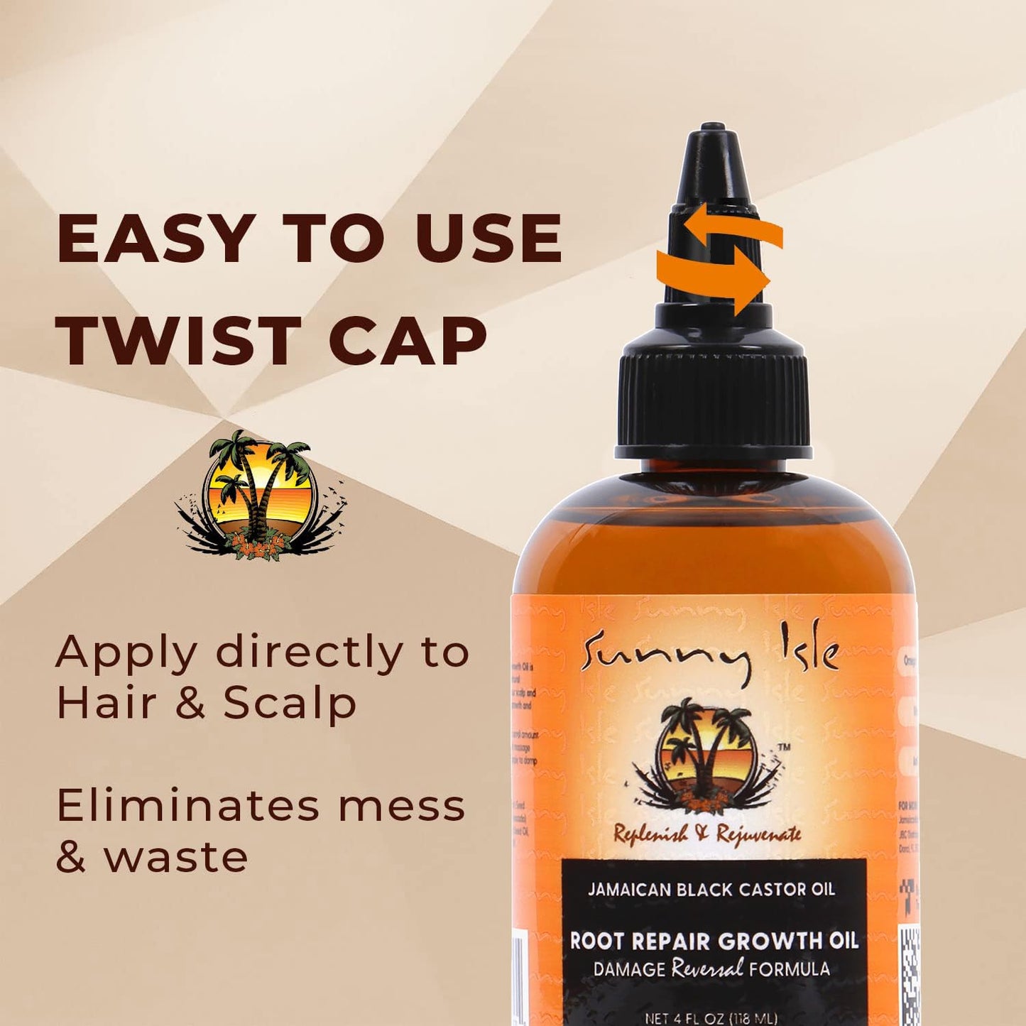 Sunny Isle Jamaican Black Castor Oil Root Repair Growth Oil 4oz | Damage Reversal Formula | Nourishes Hair follicles | Moisturizes Scalp to Strengthen and Prevent Hair Loss