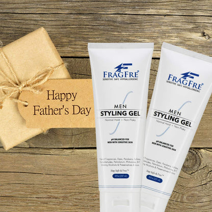 FRAGFRE Men Hair Styling Gel Fragrance Free 8 oz - pH Balanced for Men with Sensitive Skins - Not Too Firm or Too Light - Just Normal Hold for Normal Hair Styles - Hypoallergenic (Bumps Be Gone!)
