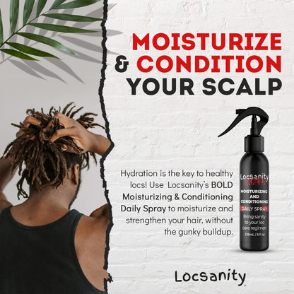 Locsanity BOLD Moisturizing Loc Spray - Natural Locs Care, Dreadlock Maintenance - Hair Scalp Moisturizer, Conditioning Spray for Dreads, Braids (8oz)