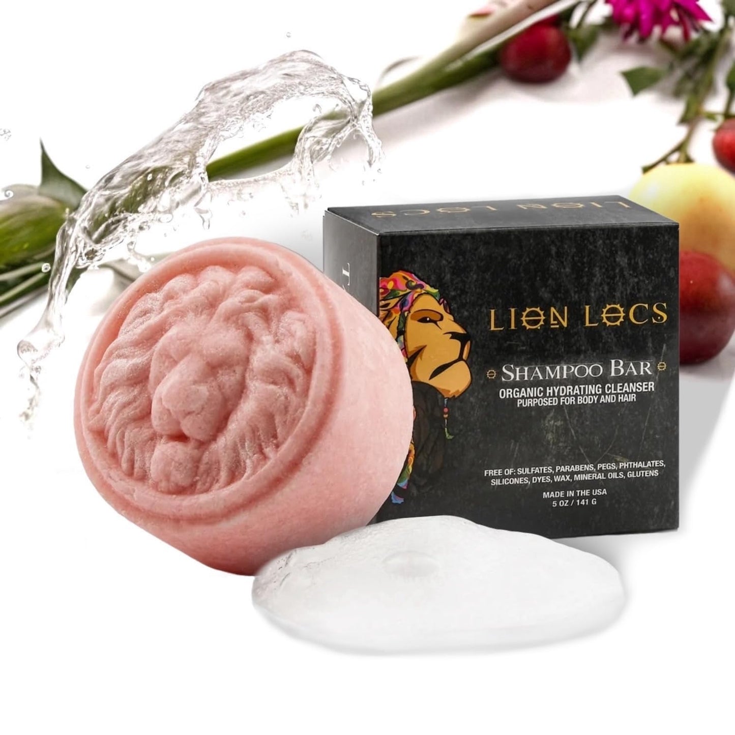 Lion Locs Shampoo Bar & Conditioner - Works for All Hair Types - Dreadlocks, Microlocs, Sisterlocks, Wicks, Brotherlocks, Braids | Build Up & Residue Free (5oz)