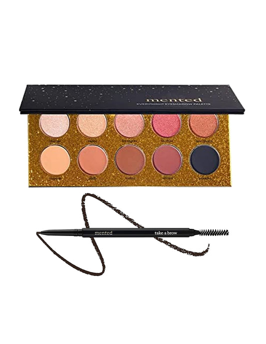 Mented Cosmetics | Everynight Eye Shadow Palette & Eyebrow Pencil Take A Brow (Black Brown)