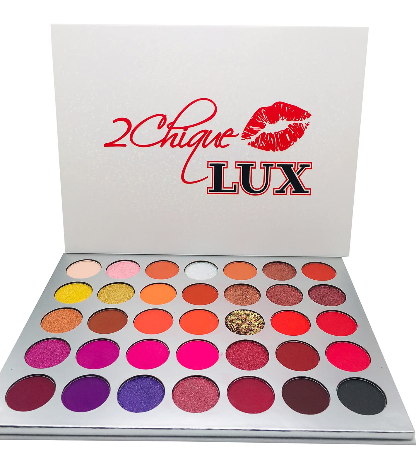 2Chique Boutique Eyeshadow Makeup Palette 35 Matte and Shimmer Colors Long Lasting and High Pigment (Style 38 Shimmer)