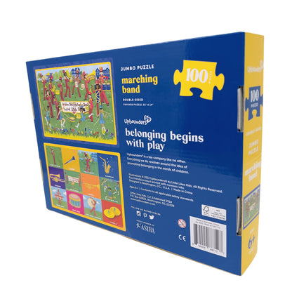 Upbounders Marching Band Jumbo Puzzles for Kids, 100 Piece Puzzle, 2-Sided, Kids Learn Music Band Instrument Names, Ages 6+ (Multicultural)