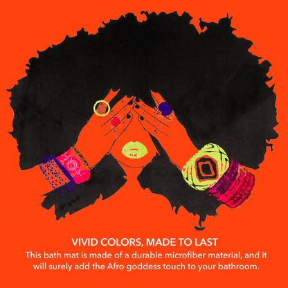 Pardon My Fro Shanell Bathroom Mat - Cushioned Soft Absorbent Bath Rugs with Printed Design - Washable Shower Mat Non Slip - Stylish Microfiber Bath Mat (Orange Bath Mat 30" X 20")