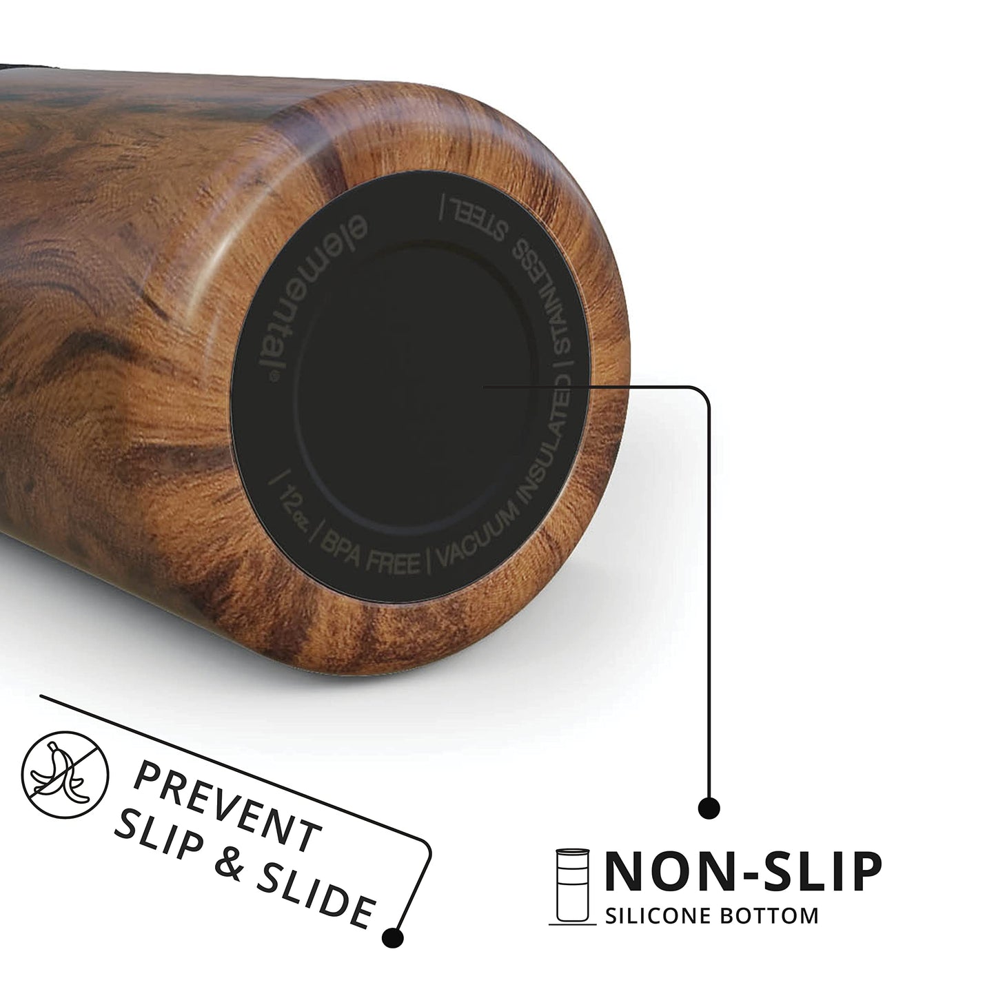 Elemental Artisan Insulated Tumbler, Triple Wall Coffee Travel Mug, Reusable Stainless Steel Coffee Tumbler with Ceramic Lid, Thermal Coffee Cups for Hot (6 Hrs) & Cold (18 Hrs), 16oz - Teakwood