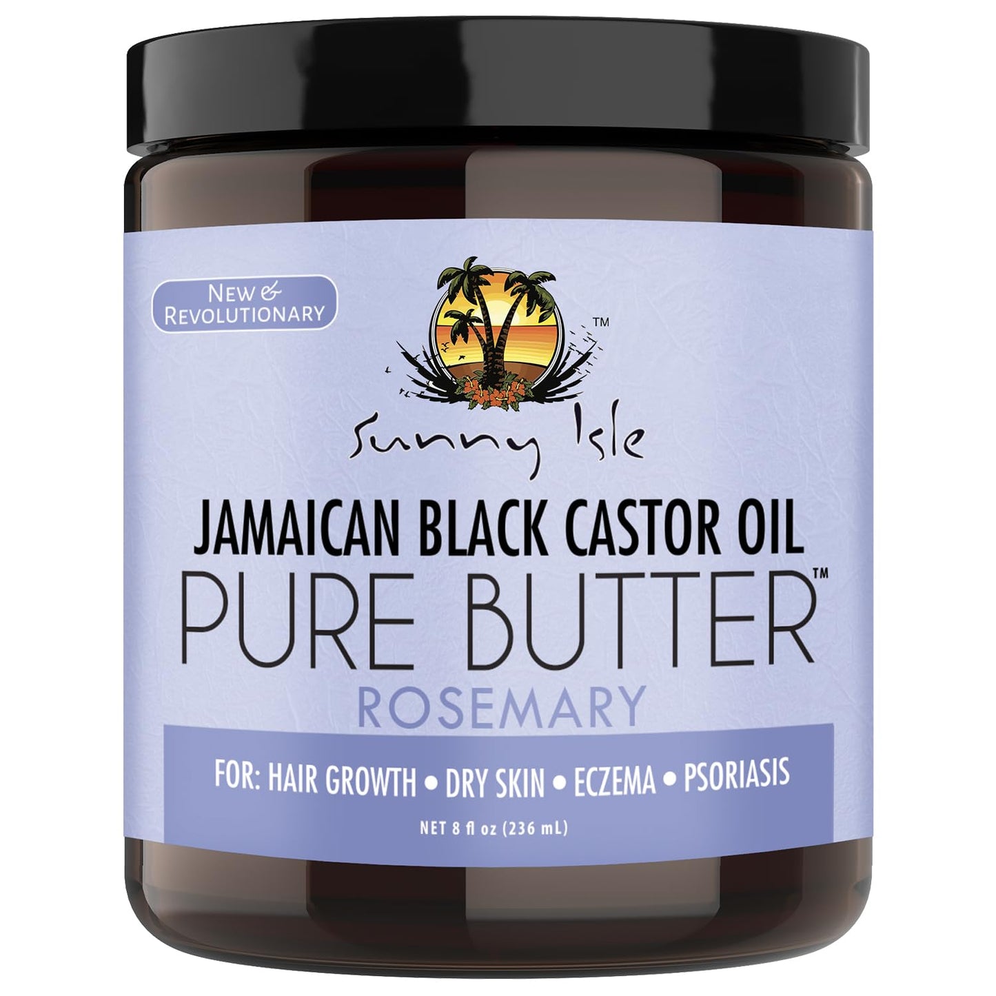 Sunny Isle Rosemary Jamaican Black Castor Oil Pure Butter 8oz | Promotes Hair Growth | Effective Moisturizer Hair & Skin | All Types & Textures