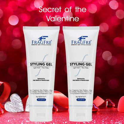 FRAGFRE Light Hold Hair Gel Fragrance Free 8 oz - Lightweight Styling Gel for Fine Fragile and Weakened Hairs - Paraben Free Hypoallergenic Sensitive Formula - Vegan Gluten Free Cruelty Free (1 Pack)