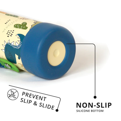 Elemental Iconic Kids Water Bottle with Straw Lid & Stress Reliever Pop It Handle, Leak-Proof When Closed, Triple Insulated Stainless Steel Reusable Thermos Water Bottle, 20oz - Dinosaur