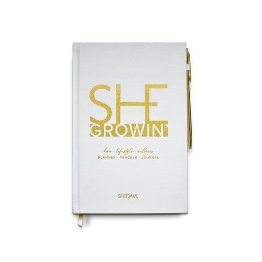 Shedavi, SheGrowin Planner. Tracker. Journal: Hair and Self Growth Undated Planner