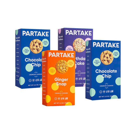 Gluten Free Crunchy Vegan Cookies by Partake – 4 Box Variety Pack | Vegan | No Peanuts, Soy, Dairy, Tree Nuts, Egg, Sesame, Safe School Snack for Kids