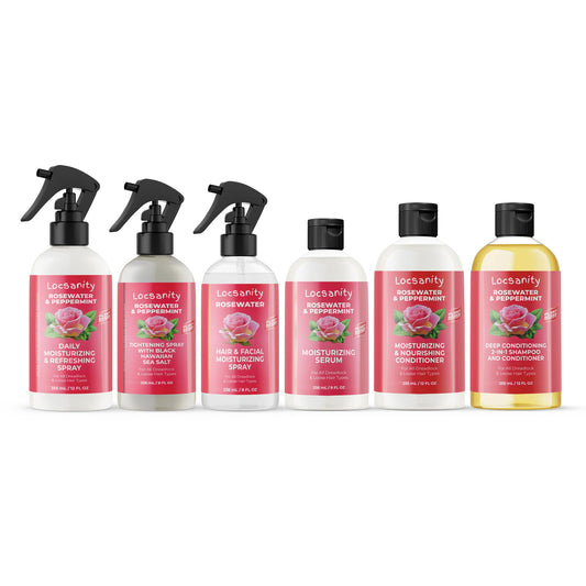 Locsanity Rosewater Peppermint Loccare Bundle Dreadlock, Sisterlocks, Microlocks, Locs Fine Mist