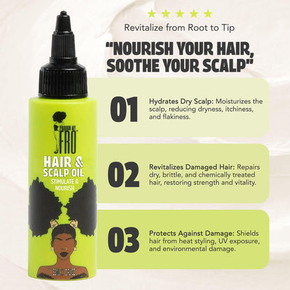 Pardon My Fro Hair & Scalp Oil - Revitalizes and Hydrates Hair - Curls, Braids, Twists - 2 fl oz