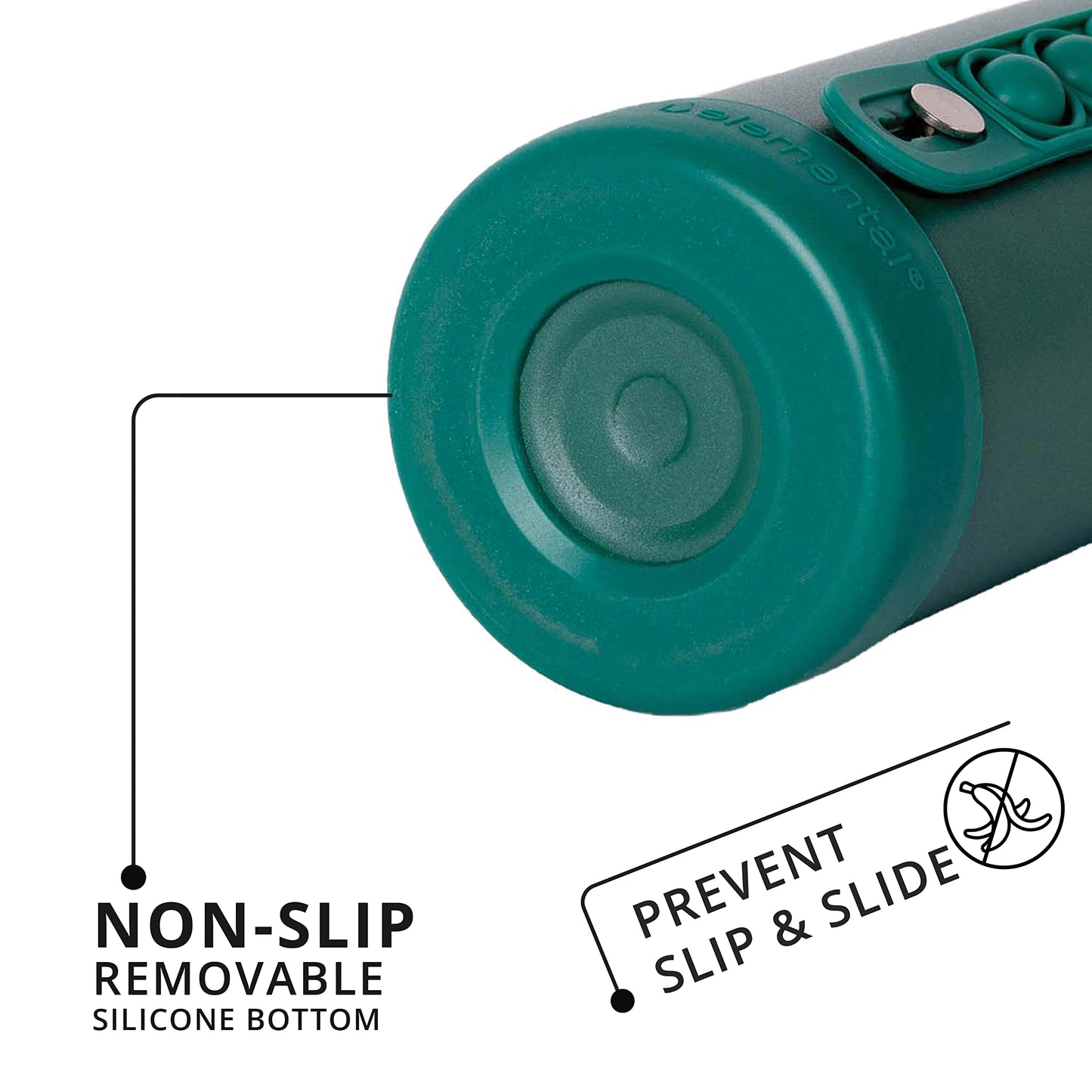 Elemental Iconic Kids Water Bottle with Straw Lid & Stress Relief Pop It Handle, Leak-Proof When Closed, Triple Insulated Kids Stainless Steel Water Bottle For Girls and Boys, 14oz - Forest Green