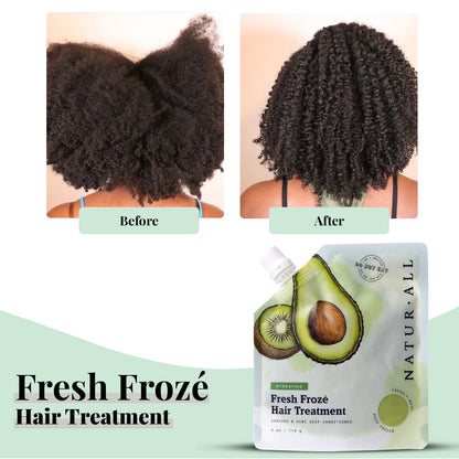 NaturAll 4 Oz. Deep Conditioning Hair Mask - Hydrating Ice Cream Treatment for Dry, Damaged Hair Growth - Ideal for All Hair Types (Avocado & Kiwi)