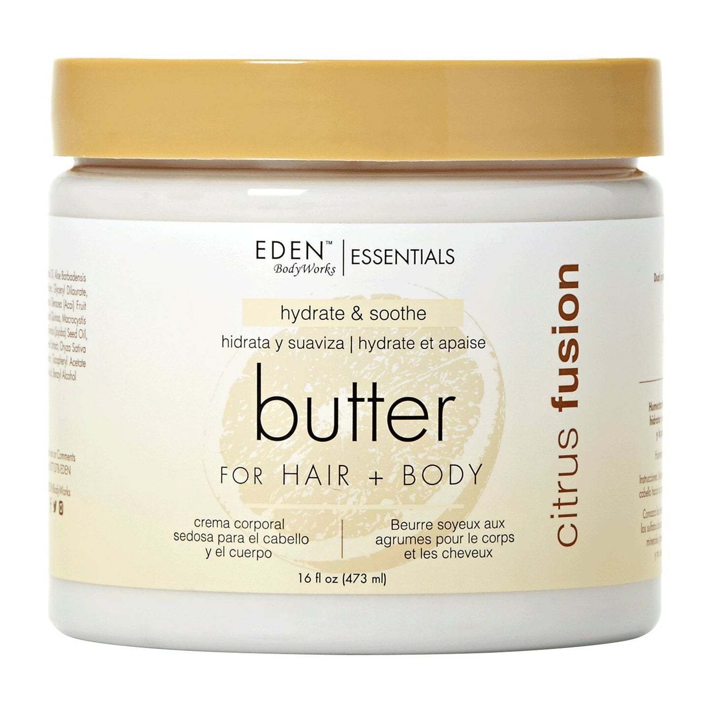 EDEN BodyWorks Citrus Fusion Hair + Body Butter | 16oz | Deep Moisturizer, Soften & Nourish Hair and Skin - Fresh Scent