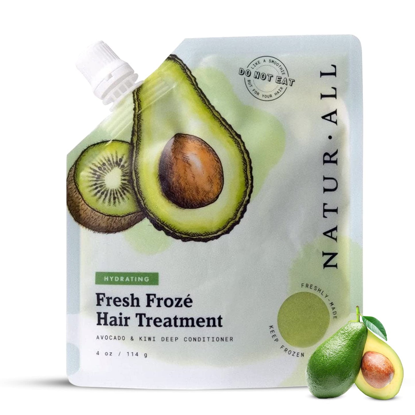 NaturAll 4 Oz. Deep Conditioning Hair Mask - Hydrating Ice Cream Treatment for Dry, Damaged Hair Growth - Ideal for All Hair Types (Avocado & Kiwi)