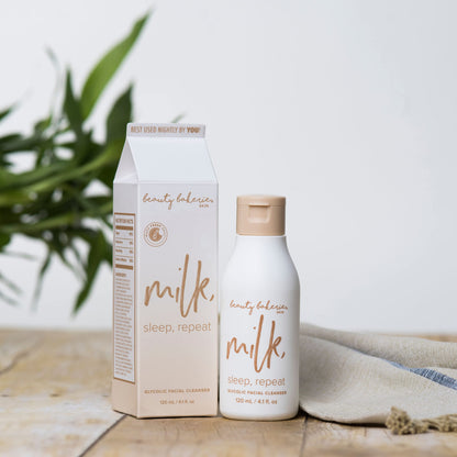 Beauty Bakerie Milk, Sleep, Repeat Glycolic Facial Cleanser, Face Wash Makeup Remover for Skin Care, 4.1 oz.