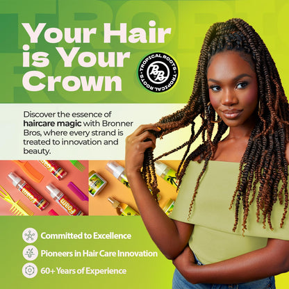 Bronner Bros Tropical Roots Jamaican Black Castor Oil with Rosemary Oil for Healthy Hair Growth - Deeply Nourishes, Strengthens, Soothes & Revitalizes Hair & Scalp - Adds Moisture & Shine - 5oz