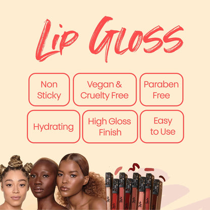 The Lip Bar | Vegan Non-Sticky Lip Gloss | High Shine Finish | 5 Shade Gloss Kit