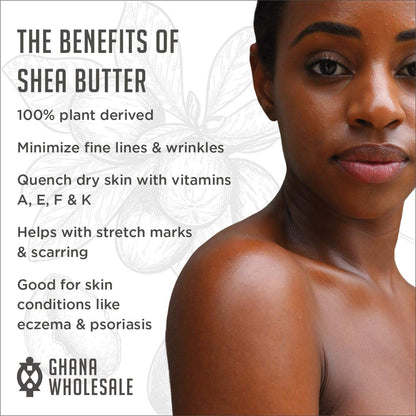 Ghana Wholesale Raw Shea Butter - Natural Skin Care for Face, Hair and Body (1 LB), Unrefined Grade A, 100% Pure, Organic & Fair-Trade Principles, Bulk Shea for Body Butters & Lotions