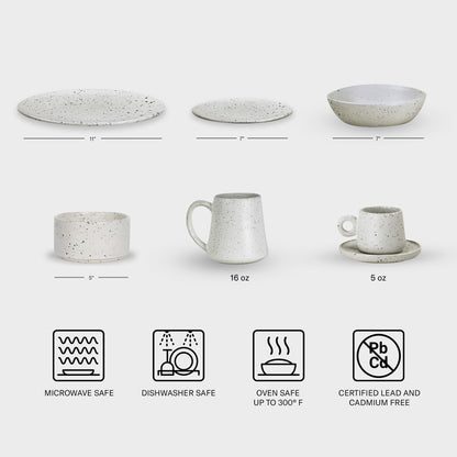 SWEET JULY Edgewater Collection Soup Bowl - Durable, Hand-Thrown Ceramic, 4-Inch Soup Bowl for Soups, Sauces, & Sides - Avail. in White, Black, Gray, and Chai (White Speckled)