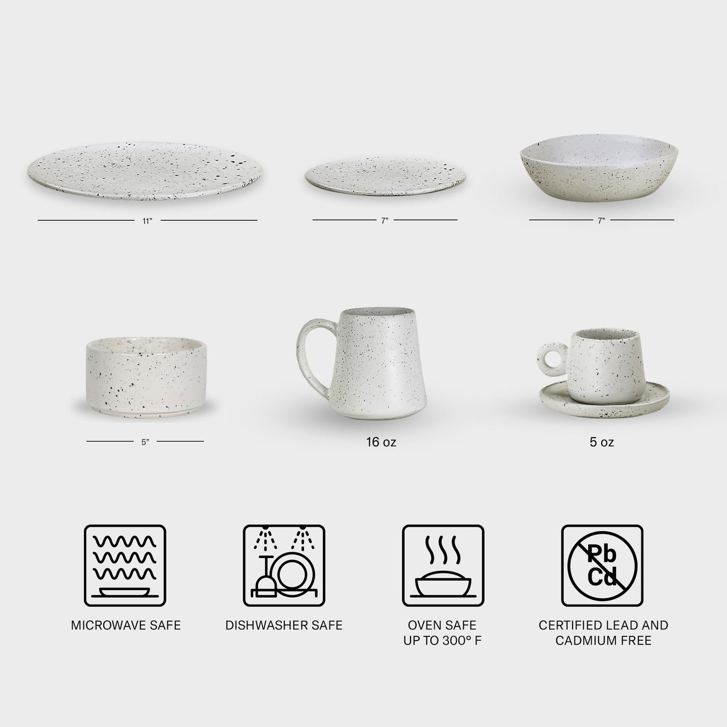 SWEET JULY Edgewater Ceramic Side Plate, Handcrafted, Durable, Dishwasher & Microwave Safe, Speckled Design, Avail. in White, Black, Gray and Chai – 7” Plate (White Speckled)